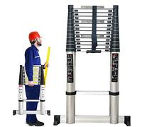 Aluminum Telescoping Extension Ladder 5m/16ft - Adjustable 8m/7m/6.2m/4m/3.8m/2m/1m 150kg Load Capacity Ideal for Home Rooftop RV Attic Indoor/Outdoor Use