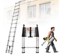 Aluminum Telescoping Ladder, 5M/16.4FT Extendable with Hooks, Portable Foldable Multi-Purpose Loft Ladder for RV, Attic, Max Load 330lb/150kg
