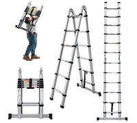 Aluminum Telescoping Ladders 12.5ft in Straight line and 6.25ft in A-Frame Multi-Purpose Portable Extension Ladder,EN131 Standards Non-Slip Folding Loft Ladder for RV or Outdoor, 330lb/150kg Max Load