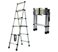 Aluminum Telescoping Ladders Multi-Purpose Ladder 4 5 Step Ladders (1.4M-1.7M) with EN131 Certified, Max Capacity 150KG/330lbs For Outdoor & Indoor Use