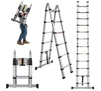Aluminum Telescoping Ladders Multi-Purpose Portable Extension Ladder, Heavy Duty 12.5ft in Straight line & 6.25ft in A-Frame, EN131 Standards Non-Slip Folding Ladder for RV, Home 330lb/150kg Max Load