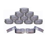 Aluminum Tin Jars, Cosmetic Sample Metal Tins Empty Container Bulk, Round Pot Screw Cap Lid, Small Ounce for Candle, Lip Balm, Salve, Make Up, Eye Shadow, Powder (12 Pack.5Oz/15ml)