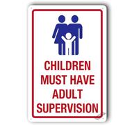 Aluminum & Tin Pool Safety Sign, 8x12 inches, 'Children Must Have Adult Supervision', Practical and Functional