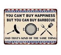 Aluminum Tin Sign BBQ RulesYou Can't Buy Happiness But You Can Buy Barbecue And That's Kind of the Same Thing Rustic BBQ Signs for Home Kitchen Pubs Lake House 12x8 inch