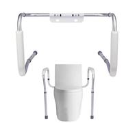 Aluminum Toilet Safety Frame - Adjustable Support Rails, Stable Bathroom Assist Bar | Anti Slip Padded Handles with Tool Free Setup for Elderly Disabled Pregnant Users Recovery Home Toilet Support
