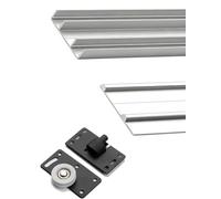 Aluminum Triple Track Sliding Door Hardware Kit for Cabinets and Closets with Quiet Rollers - Easy Installation Durable Ideal for Home Renovation