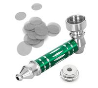 Aluminum Tube Mini Smoking Pipe in Green, Portable Mini Pipe with 20Pcs Stainless Steel Screen Filters, Metal Pipe Smoking Accessory, Pocket Smoking Pipe as Gift for Father Friends