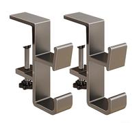 Aluminum Under Desk Hook for Bag with Dual Hooks, Adjustable Height for Table Thickness, Suitable for Hanging Backpacks, Headphones, Hats, and Keys in Office or Home (gray)