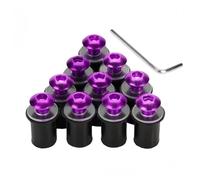 Aluminum Universal 10PCS M5 X 16mm Motorcycle Windshield Bolt Windscreen Screws Nut Fastener For Suzuki For Y&amaha(Violet)