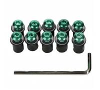 Aluminum Universal 10PCS M5 X 16mm Motorcycle Windshield Bolt Windscreen Screws Nut Fastener For Suzuki For Y&amaha(Green)