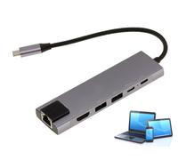 KALEA-INFORMATIQUE Aluminium USB C to HDMI Gigabit RJ45 LAN Adapter and USB C Power Delivery Hub for Computer or Smartphone