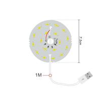 Aluminum USB Desk Lamp for Study and Reading, 7.5cm Diameter Silver Light Board with Copper Heat Dissipation, Compatible with 5V Power Sources Including Mobile Chargers and Power Banks