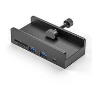 Aluminum USB Type C 3.0 HUB Phone Holder SD TF Micro USB Memory Card Reader Phone Charger DC Power Adapter Multiple Extend Dock (Grey)
