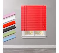 Aluminum Venetian Blinds 25mm Slats Blind Horizontal Window Blinds Shades Light Filtering Privacy Shades For Bedroom Bathroom Kitchen W 60 85 100 120 135 155cm(Red)