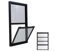 Aluminum Vertical Sliding Window with Screen & Glass, 24x51in Ventilation Replacement for Home & Sheds, Flush Mount Design for Easy Opening