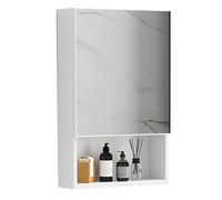 Aluminum Wall Cabinet with Mirror Rectangular Medicine Cabinet for Bathroom Bedroom & Living Room White 50 * 11 * 65 cm - Stylish Storage Solution
