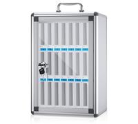 Aluminum Wall-Mounted Phone Storage Cabinet - Office/Classroom with Handles - 12/24/36/48 Compartments for Efficient nization (Silver 24 * 4 Bits)
