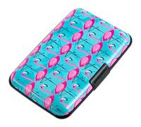 Aluminum Wallet RFID Blocking Slim Metal Business ID Credit Card Holder Hard Case, Pink Flamingos, S, Slim Rfid Credit Card Holder
