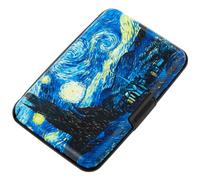 Aluminum Wallet RFID Blocking Slim Metal Business ID Credit Card Holder Hard Case, Van Gogh The Starry Night, S, Slim RFID Credit Card Holder
