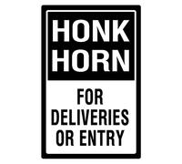 Aluminum Warning Metal Sign Honk Horn for Deliveries or Entry Traffic Notice Signage Business Caution Gate Street Road Parking Lot Public Area Outdoor Security Sign, 8x12 in