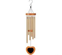 Aluminum Wind Chime With Heart-Shaped Top And Six Length-Varying Tubes For Dynamic Wind-Activated Sound In Residential Landscapes(gold heart)