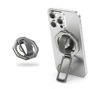 Alumuxx Magnetic Phone Grip Stand with Silicone Finger Loop, Portable Soft Cell Phone Ring Holder Kickstand for MagSafe, Strong Magnet Phone Accessories Compatible with iPhone 12-17 (Grey)