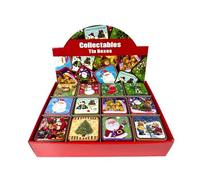 ALUNA 12Pcs Christmas Xmas Cookie Tins Square Tinplate Cookie Tins with Lids for Storing Biscuits Giving & Holiday Treats, Christmas Decorations- Random Color