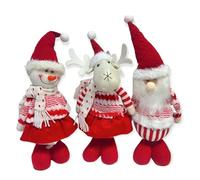 ALUNA 3-Piece 3D Christmas Xmas Decoration Desktop Ornament - Santa Claus, Snowman, Reindeer (36cm Red Set)