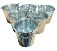 ALUNA 6pcs Galvanized Zinc Metal Bucket with Handle Tin Pot Garden Planter Herb Flower in Various Sizes (16cm x 15cm)