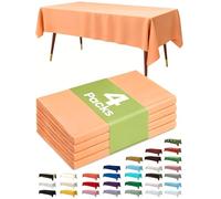 ALUNA Solid Rectangular Plastic Table Cover (137cm x 274cm) 4Count - Elegant & Durable Tablecloth for Parties, Events, and Home Use (Orange)