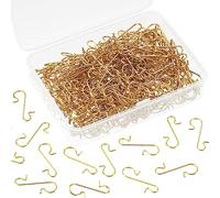 ALUNME 200 Pcs Golden Ornament Hooks, Gold Christmas Ornament Hangers, Christmas Ornament Hooks, Metal Hooks for Ornaments, Metal Wire Ornaments Hooks Anchors