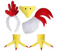 ALUNME 5-Piece Halloween Chicken Costume Set - Headband, Beak Mask, Chicken Feet, Tail, Ideal for Party Cosplay's Funny Accessories