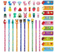 ALUNME 92 scented pencils with pencil overloads and scented bookmarks for children, students and school supplies including 30 (92 pcs fruit sn
