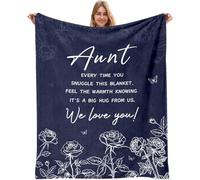 ALUNME Aunt Gift Throw Blanket, Summer Blanket Lightweight Soft Plush Couch Blanket for Living Room, Breathable Cozy Blanket for Aunt Birthday Mothers Day and Summer Lounging, 50"x60" (Blue Aunt)