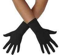 ALUNME Black Feather Satin Opera Evening Wedding Women's Gloves (black4, onesize)
