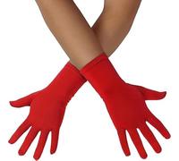 ALUNME Black Feather Satin Opera Evening Wedding Women's Gloves (red, onesize)