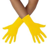 ALUNME Black Feather Satin Opera Evening Wedding Women's Gloves (yellow, onesize)