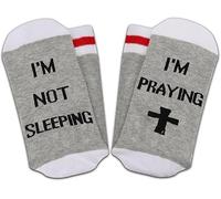ALUNME Christian Socks Gifts for Men, Religious Gifts, Catholic Faith Religious Catholic Socks, I'm Not Sleeping I'm Praying,Novelty Socks for Men