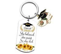 ALUNME Class of 2026 Graduation Keychain She Believed She Could So She Did Sunflower Grad Gift for Her with Cap Charm