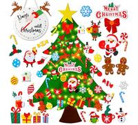 ALUNME DIY Felt Christmas Tree Wall Hanging Decorations 42 Pcs DIY Xmas Tree Detachable Ornaments Plus Felt 24 Days Count Down Clock for Christmas Advent Calendar 2025 Party Favors