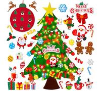 ALUNME DIY Felt Christmas Tree Wall Hanging Decorations 42 Pcs DIY Xmas Tree Detachable Ornaments Plus Tic-Tac-Toe Games for Christmas Advent Calendar 2025 Party Favors