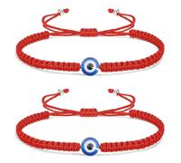 ALUNME Evil Eye Bracelets for Women Men Handmade Braided Good Luck Bracelet Rope Cord Thread Friendship Bracelet Adjustable String Minimalist Jewelry (red bracelets)