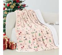 ALUNME Festive Cat Holiday Throw Blanket, Summer Blanket Lightweight Breathable Plush Blanket for Couch Bed, Ideal and Summer Comfort, 50x60 Inch