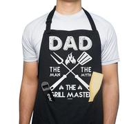 ALUNME Funny Black Cotton Apron for Men, BBQ Grill Cooking Gift for Dad, Husband, Father's Day (Dad the Legend)