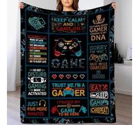 ALUNME Gamer Patchwork Throw Blanket, Summer Blanket Lightweight Soft Plush Couch Blanket for Living Room, Breathable Cozy Blanket for Teen Boys Gamers and Summer Lounging, 60"x50"