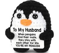 ALUNME Gifts for Husband from Wife Birthday Christmas, to My Husband Handmade Crochet Mini Penguin Wedding Anniversary Birthday Gifts for Men Him Husband(to my husband)
