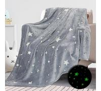ALUNME Glow in the Dark Star Print Throw Blanket 50x60 Inches, Summer Blanket Lightweight Soft Plush Blanket for Kids Couch Bed, Breathable Cozy Blanket for Summer Lounging and Nighttime Use