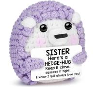 ALUNME Handmade Crochet Penguin Gifts for Sister - “SISTER, Here's a HEDGE-HUG!” - Heartfelt Keepsake, Birthday, Christmas, Friendship Gift