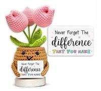 ALUNME Handmade Positive Tulip Flower Crochet - Never Forget The Different That You Make - Inspirational Gift for Women - Thank You, Appreciation, Positive Gift for Teacher, Mom, Friend, Coworker