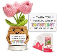 ALUNME Handmade Positive Tulip Flower Crochet - This is A Little Reminder - Inspirational Gift for Women - Thank You, Appreciation - Creative Yarn Dolls (Being Such an Important Part)